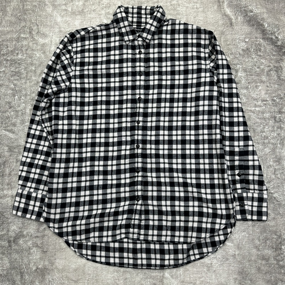 Madewell Shirt Womens Medium Black White Plaid Flannel Button Down Long Sleeve